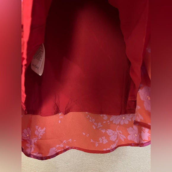 NWOT Free People Aries Red Floral Long Sleeve Open Back Mini Dress size Small - Picture 8 of 14